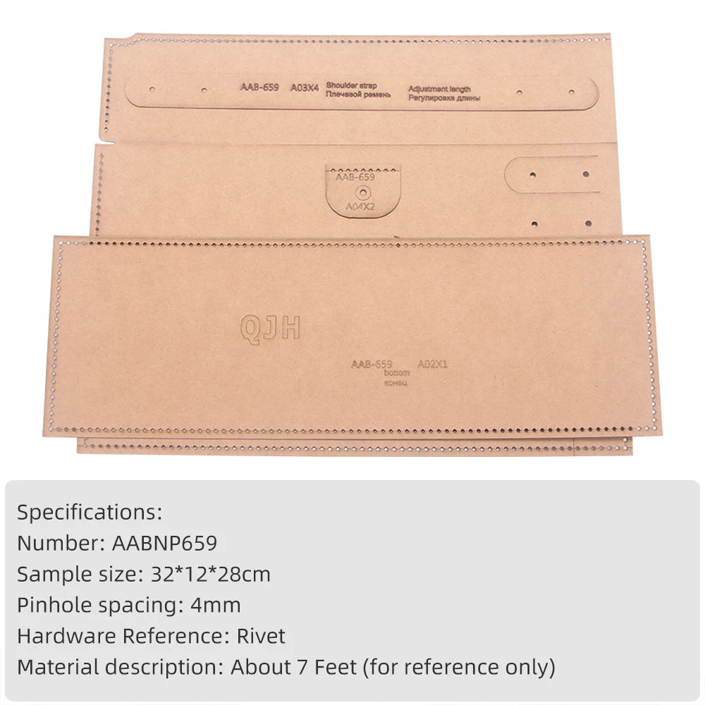 Large Capacity Purse/Storage Bag/Clutch Bag/Bucket Bag, Kraft Paper with Holes DIY Leather Handmade Craft Template, Special Gift