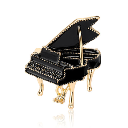 Classic Black Enamel Piano Brooches For Women Unisex Exquisite Alloy Instruments Music Party Brooch Pins Fashion Jewelry Gifts