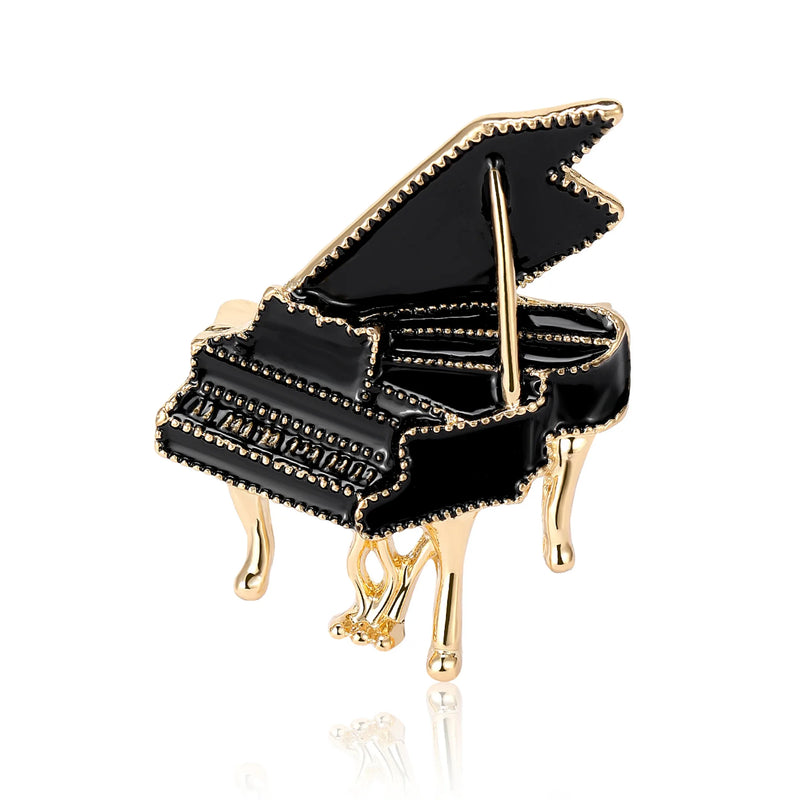Classic Black Enamel Piano Brooches For Women Unisex Exquisite Alloy Instruments Music Party Brooch Pins Fashion Jewelry Gifts