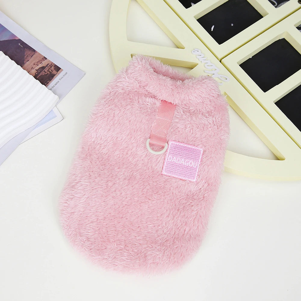 Warm Fur Dog Clothes Cute Puppy Cat T-Shirt Soft Plush Pet Clothing Small Medium Dogs Outfit For Cats Yorkshire Shih Tzu Perro