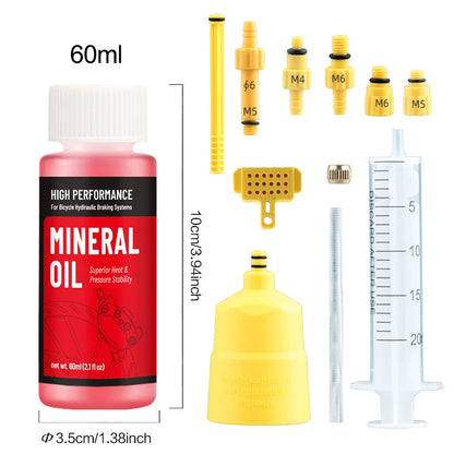 Bike Brake Mineral Oil 60ml/2.1oz Ideal for Shimano and Tektro Hydraulic Brake Systems Mountain Bike Accessories