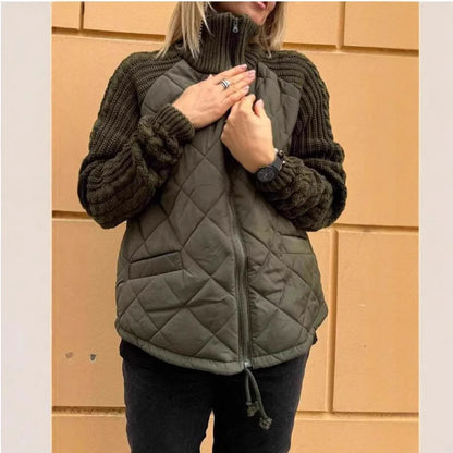 Elegant Casual Coat Women New Fashion Cardigan Zipper Long-sleeved Stand-up Collar Women's Jacket Cotton Jacket Womens Clothing