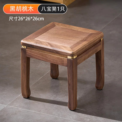 Solid Walnut Wood Small Square Footstool Minimalist Step Stool for Kids Entryway Shoe Bench Home Living Room Decor