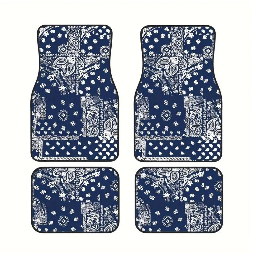 4Pcs Durable Bohemian Car Floor Mats Anti-slip Dirty Resistant Persian Carpet Car Decoration Heavy Duty Car Floor Protector Rugs
