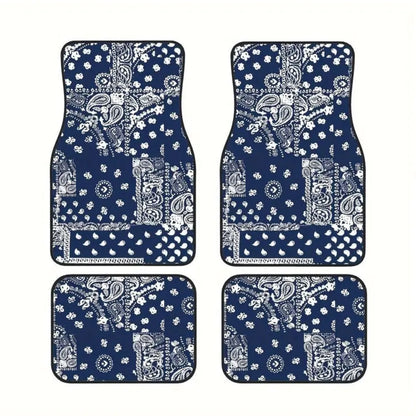 4Pcs Durable Bohemian Car Floor Mats Anti-slip Dirty Resistant Persian Carpet Car Decoration Heavy Duty Car Floor Protector Rugs