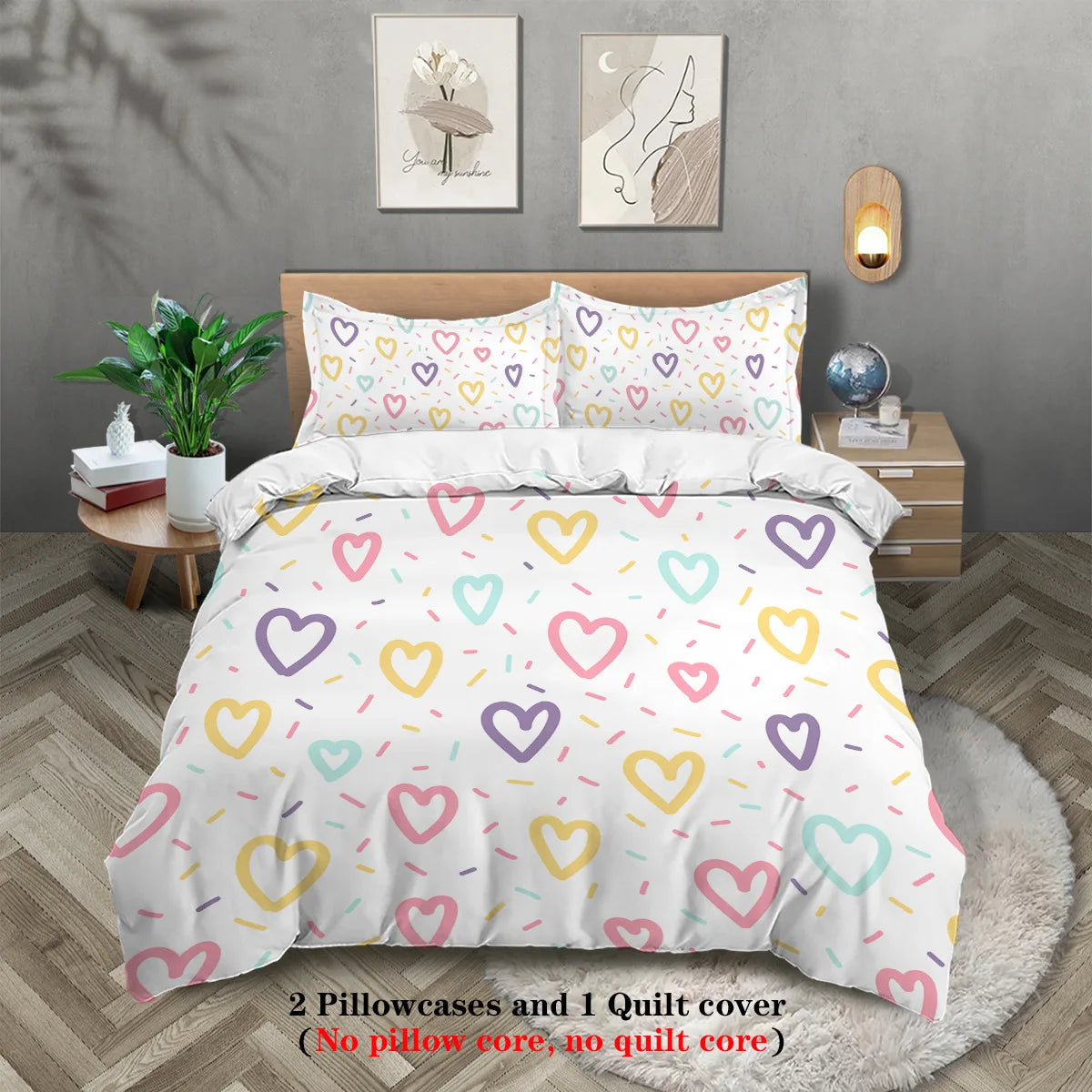 Luxury 3PC Comforter Bedding Set - Soft Microfiber Bedspread Cover with Duvet Cover Pillowcases Bed Sheet Sets for Double/King