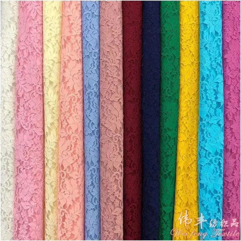 Lace Fabric Elastic By The Meter for Needlework Curtains Dresses Skirts Clothes DIY Sewing Comfortable Soft Cloth Red White Blue