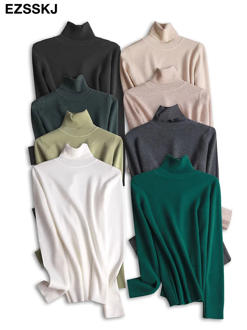 Basic Turtleneck Slim Cashmere Sweater Pullover Women Autumn winter thick warm Sweater For women Female Chic Jumpers top