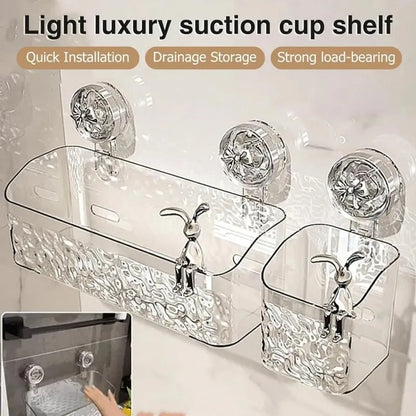 Shower Caddy Suction Cup Storage Rack Clear Acrylic Shower Shelves Glacier Water Ripples Corner Shelf For Bathroom Accessories