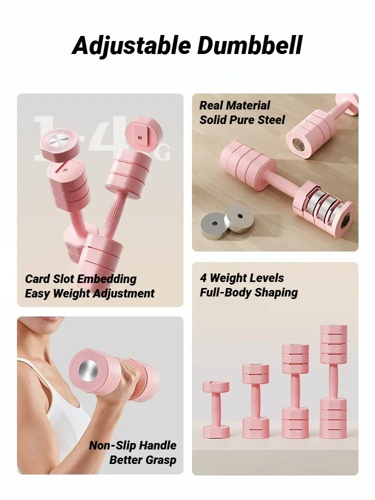 1Pair Adjustable 4In1 Dumbbell Set Ladies Fitness Home Small Thin Arm Weight Loss Equipment Dumbbells Multifunctional