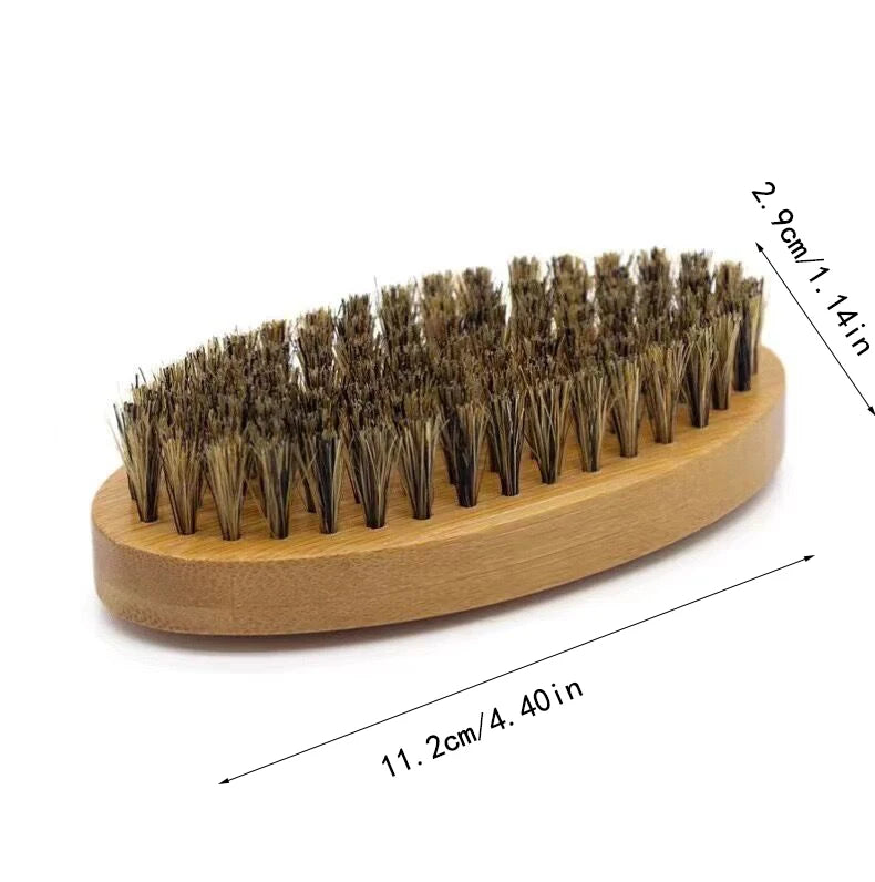 Men's Shaving Brush Set Boar Bristle Portable Barber Natural Beard Brush Comb Scissors for Facial Cleaning Styling Tool