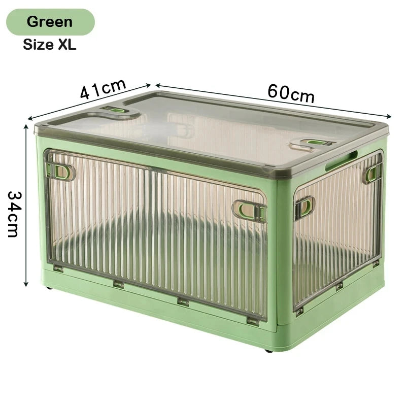 Foldable Storage Box Closet Organizer with Wheels Outdoor Stackable Sundries Organizer Clothes Quilts Toys Books Storage Box