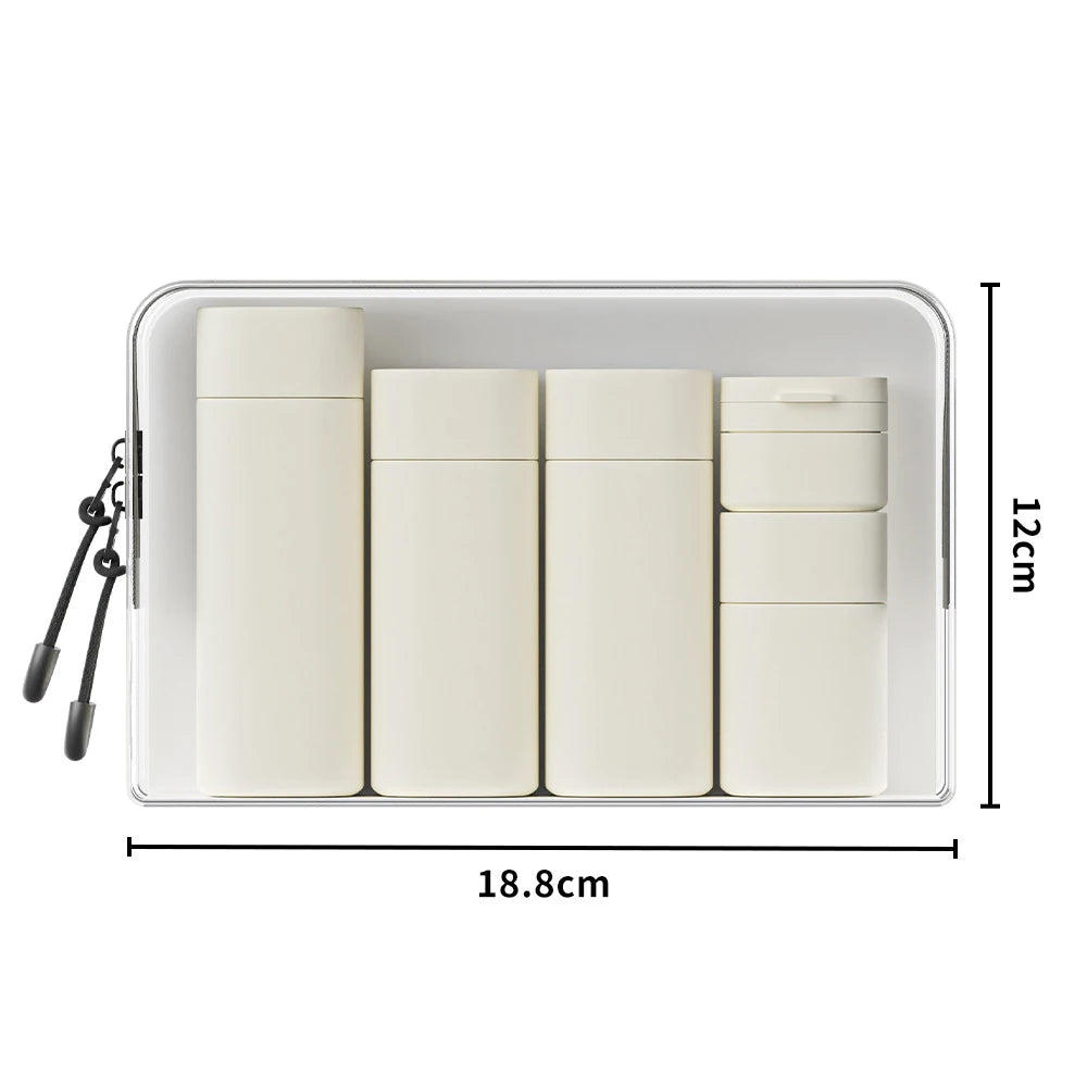 Travel Bottles Leak Proof 4 in 1 Containers for Toiletries Refillable Plastic Bottles with Lid Spray Lotion Shampoo