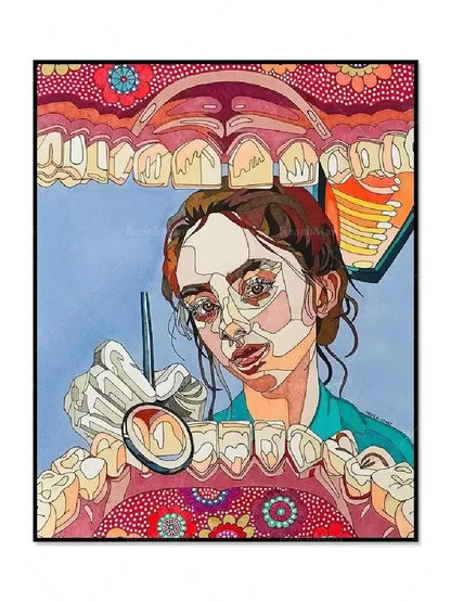 Modern Dental Art Teeth Canvas Painting for Home Living Room  Bedroom Wall Decor Stylish Poster Print