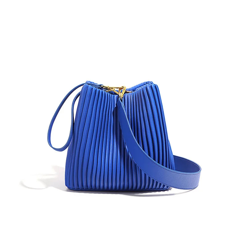 Ladies Designer Bucket Bag Solid Color Genuine Leather Handbag and Purse for Women Fashion Women's Shoulder Crossbody Bag