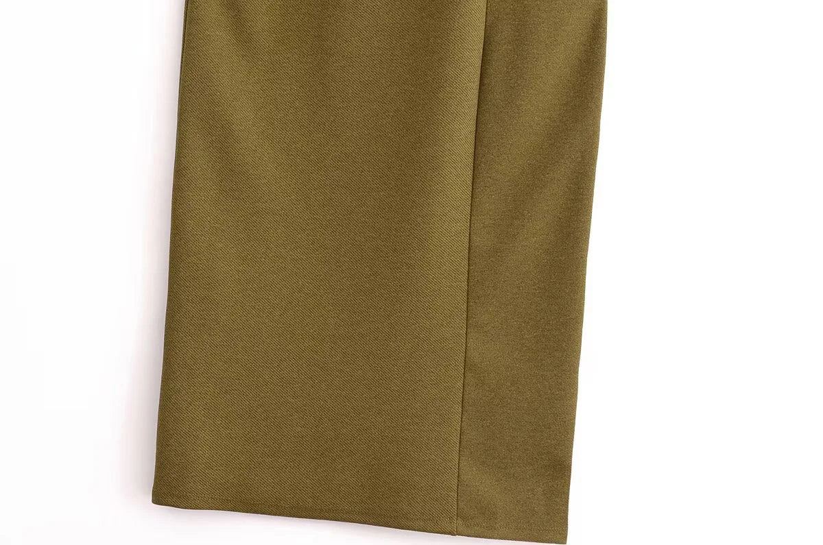 European And American Style 2025 Spring New Women's Twill Round Neck Sleeveless Simple Versatile Midi Dress