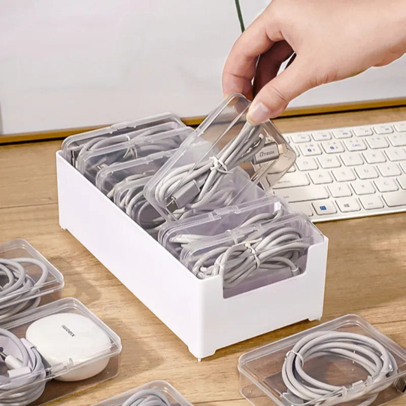 1Set Data Cable Storage Box Power Charging Cable Management And Desktop Cable Management Organization Cables Organizer Bag