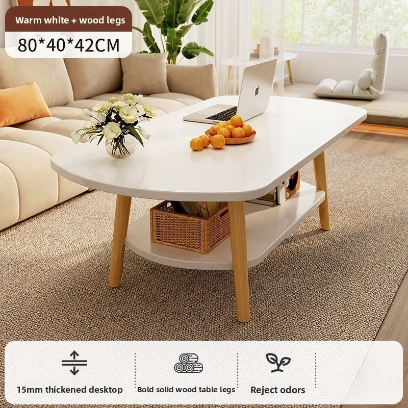 Coffee table living room small apartment multi-functional small tea table Nordic simple homestay double-layer small table