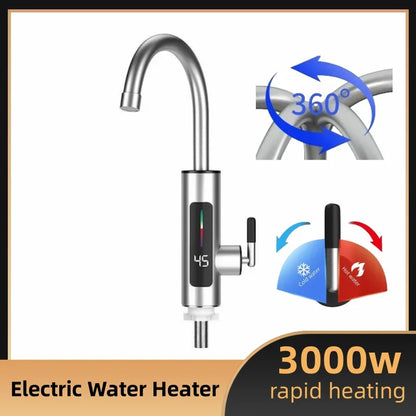 HOMEFISH 3000W 220V Electric Kitchen Water Heater Tap Instant Hot Stainless Steel Water Faucet Heater Cold Heating Faucet
