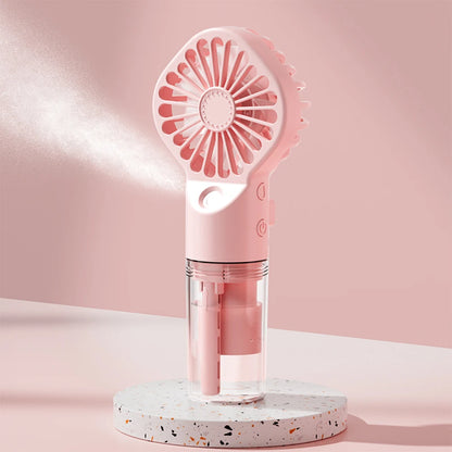 Portable Water Mist Fan Mini Handheld Spray Fan USB Rechargeable Humidifier Fan 4 Speeds Powerful Wind Outdoor Personal Hand Fan