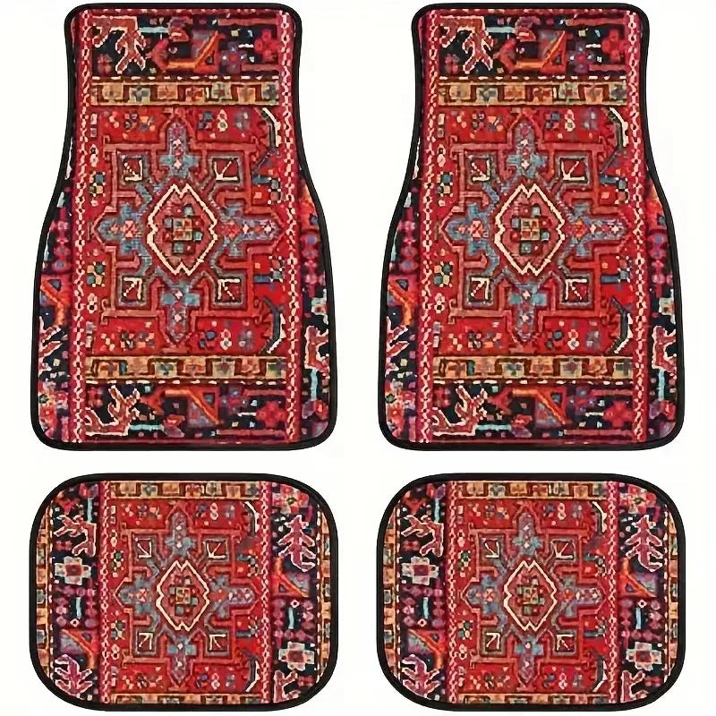 Car Floor Mats Set of 4 Persian Rug Design Durable Front Rear Carpets for Cars Trucks SUVs