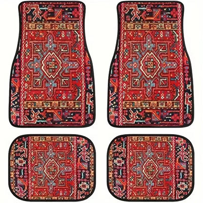 Car Floor Mats Set of 4 Persian Rug Design Durable Front Rear Carpets for Cars Trucks SUVs