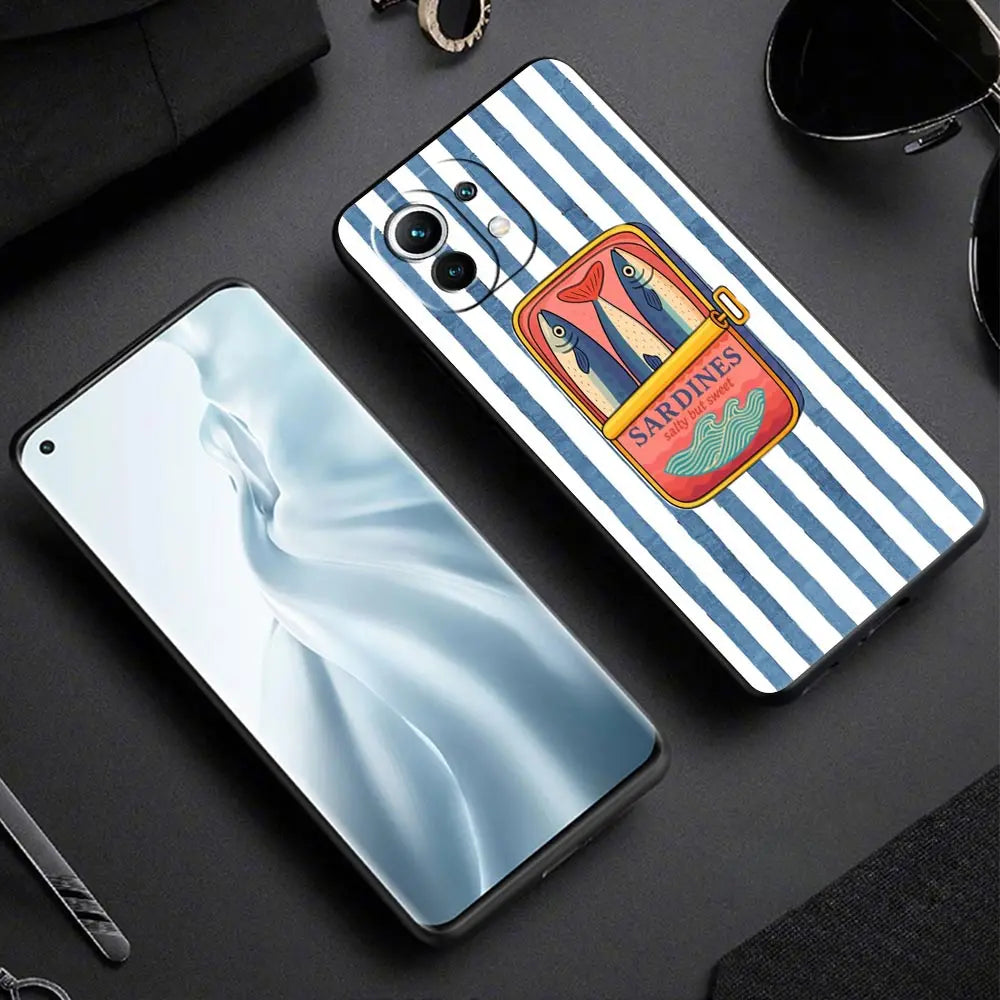 Phone Case Cover for Xiaomi Mi 17 15 14 13 12 11 Ultra 15T 14T 13T 12T 11T Pro Lite 5G Soft TPU Capas Funny Fish Sardines Laser