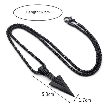 Men Necklace Hip Hop Vintage Arrow Necklace Stainless Steel Hip Hop Pendant Sweater Necklace Gift Jewelry Necklace for Men