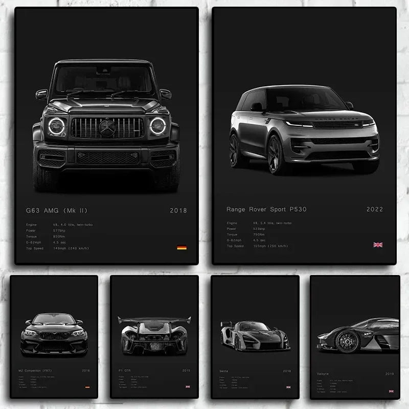 Modern Design Home Decoration Classic Popular Car Brand Motorsport Supercar Canvas Painting Wall Art Aesthetic Room Decor Poster