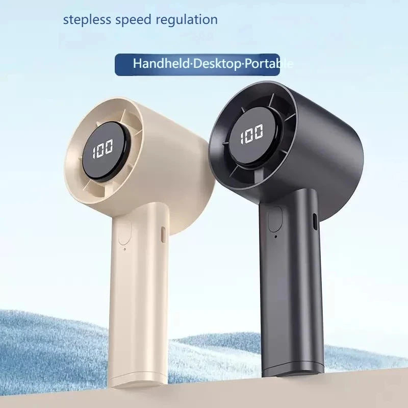 Lenovo Portable Mini Handheld Fan With LED Display Semiconductor Refrigeration 100 Speeds USB Rechargeable Battery Outdoor Fan