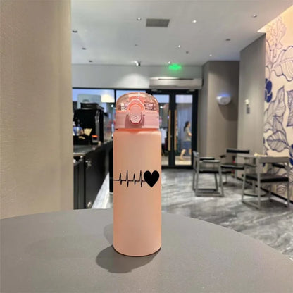 780ml 3D Printed Cute Cartoon Water Bottle Leakproof Plastic Straw Cup Portable Outdoor Large Capacity Sports Water Bottle
