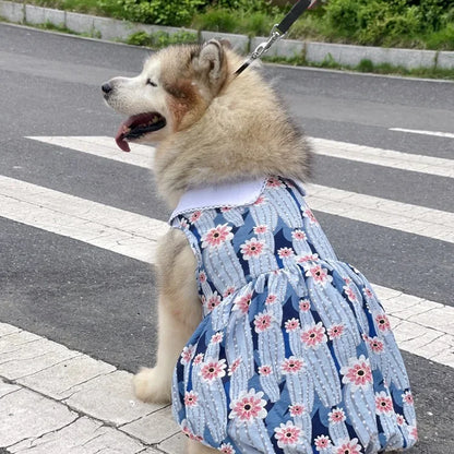 Pet Clothing Spring Summer  Big Dog Dress Full Wall Deep Forest Skirt for Cat Teddy Golden Retriever Alaska Satsuma