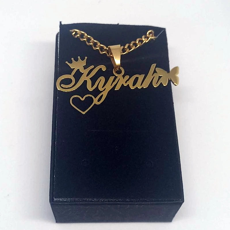 Custom Movable Big Name Pendant Necklace Stainless Steel Cuban Chain Nameplate Personalized Necklace For Women Fashion Jewelry