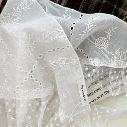 INS Y2K Stylish Lace Embroidery Layered Triangular Types Jeans Pant Matching Half Skirts Fart Curtains All-Match Stacked Skirt