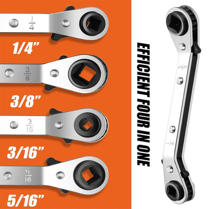 HVAC Service Wrench Refrigeration Service Wrench Set 3/8” to 1/4” 5/16'' 4 Ratcheting Service Wrench
