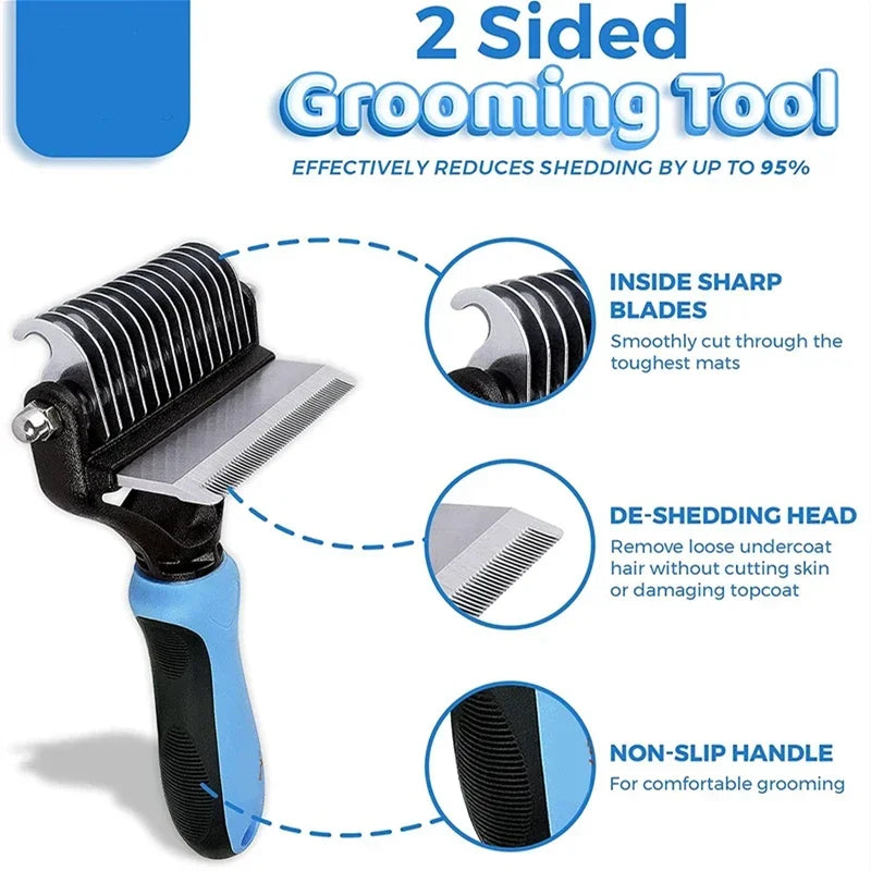 Pet Grooming Comb Cat Grooming Knot Opener Fine Toothed Hair Brush Dog Hair Removal Comb