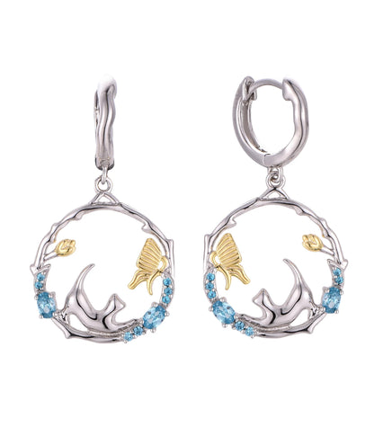 Fine Jewelry Women Cat Luxury 925 Silver Necklace Earrings Zirconia Jewelry Set