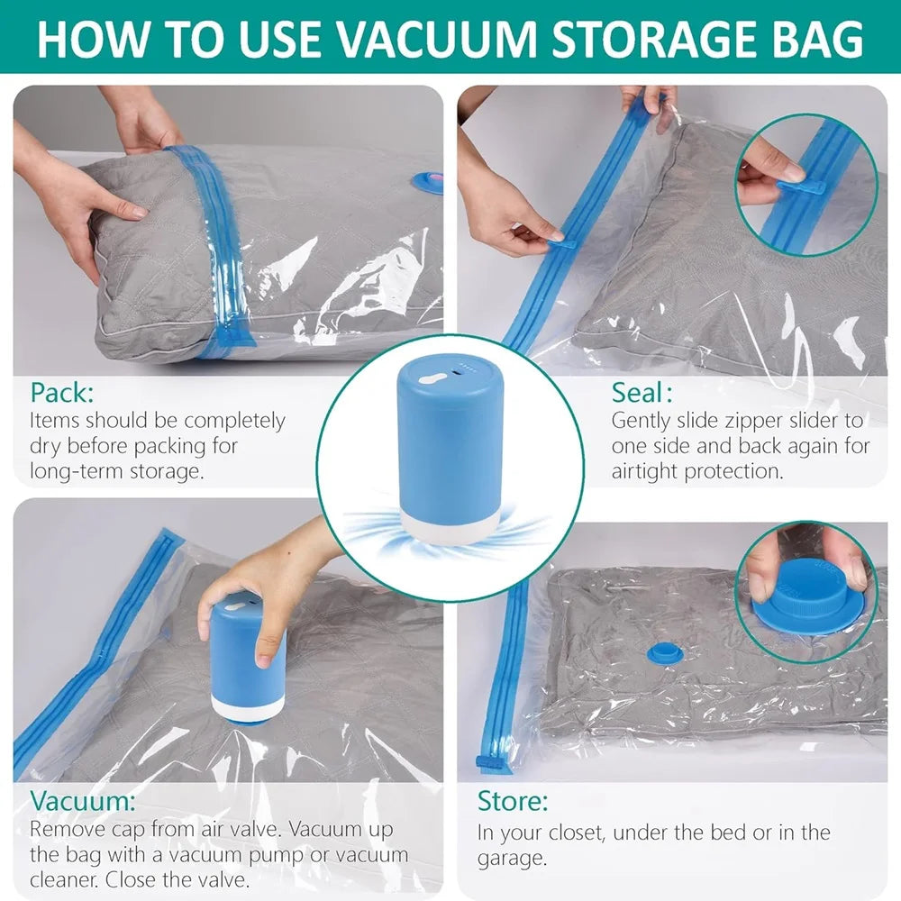 Vacuum Storage Bags Electric Pump Vacuum Seal Space Saver Bags Clothing Vaccum Bag Vacuum Compression Space Saving Storage Bag
