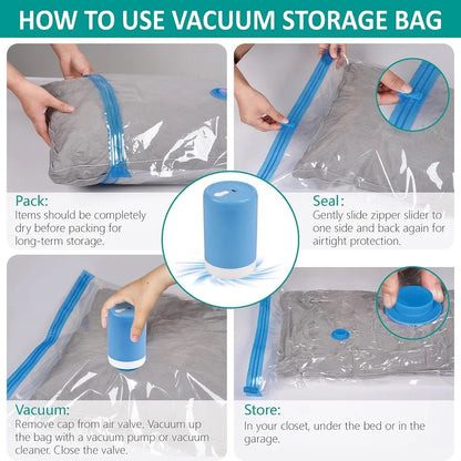 Vacuum Storage Bags Electric Pump Vacuum Seal Space Saver Bags Clothing Vaccum Bag Vacuum Compression Space Saving Storage Bag