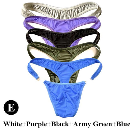 5Pcs/Set Men Sexy G-string Transparent Buckle Low Waist Thong Nylon High Quality Underwear U Pouch Cozy Underpants Fast Shipping