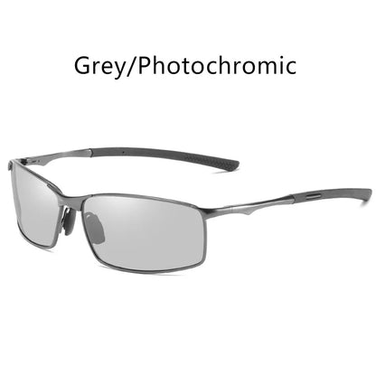 Photochromic Men Polarized Sunglasses Male Metal Square Glasses Driving Sun Glasses UV400 Outdoor Sports Cycling Goggles