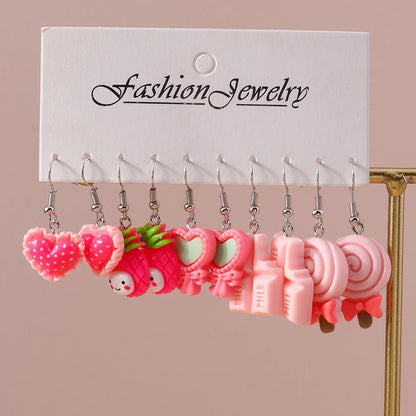 5pairs/set Cute Candy Chocolate Earrings for Women Girls 3D Food Dangle Earrings Kids Jewelry Gifts