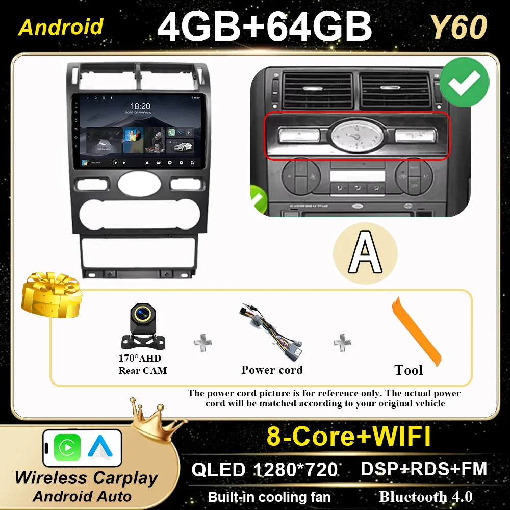 Android 16 GPS Navigation  For Ford Mondeo 2004 -2007 Auto Multimidia Video Player Carplay Head Unit Radio Stereo Car Dvd WIFI