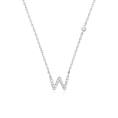 VEWANT New 925 Sterling Silver Monogram Initial Letter A M Pendant Long Chain Necklace Crystal Fine Jewelry Luxury Fine Jewelry