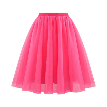 Tutu Skirt Women's 50s Skirt Retro Ballet Dance Skirt 3-Layer Tulle Ballet Rockabilly Petticoat Underskirt Dance Dress Cosplay