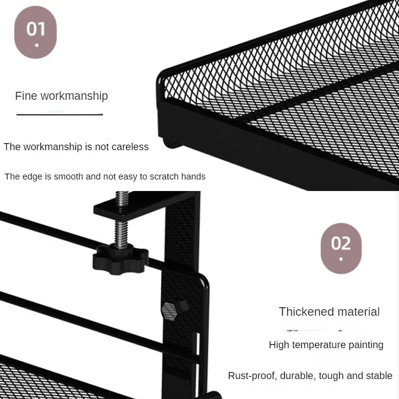 Under Desk Cable Management Tray Shelf No Drill Steel Cable Organizers Wire Management Tray Cable Management Desktop storage