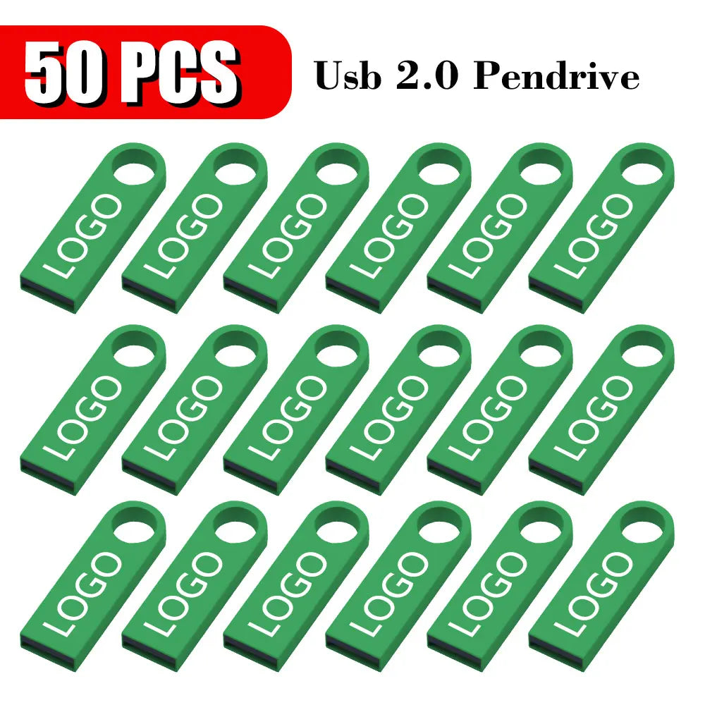 50PCS/lot Free Custom Logo Pendrive 16GB USB Creative Metal Key USB 2.0 Flash Drive Pendrive 4GB 8GB 32GB 64GB Memory Stick