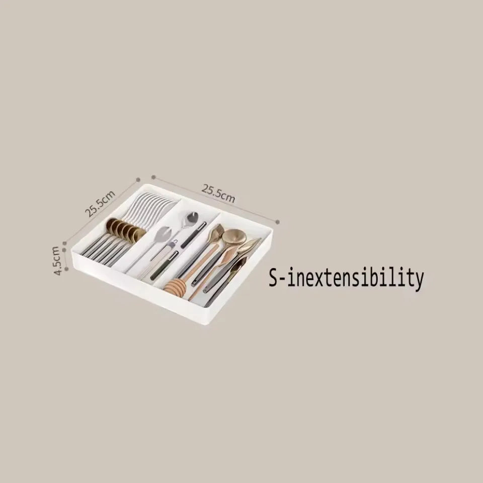 Drawer Organizer, Cutlery Tray for Kitchen Drawer, Expandable Utensil with Compartment, Spoons Forks Knives Cutlery Holder