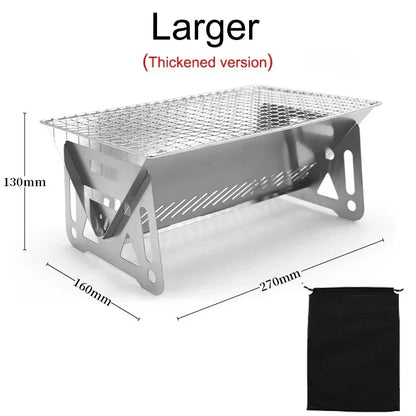Portable Folding Barbecue Grill Heating Stoves Multifunction Camping BBQ Grill Rack Net Firewood Stove Stainless Steel BBQ Grill