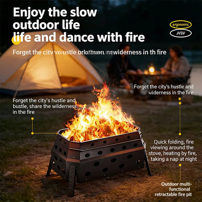 Portable Folding Campfire Grill Outdoor Wood Burning Stove for Camping And Hiking Lightweight Charcoal Fire Pit